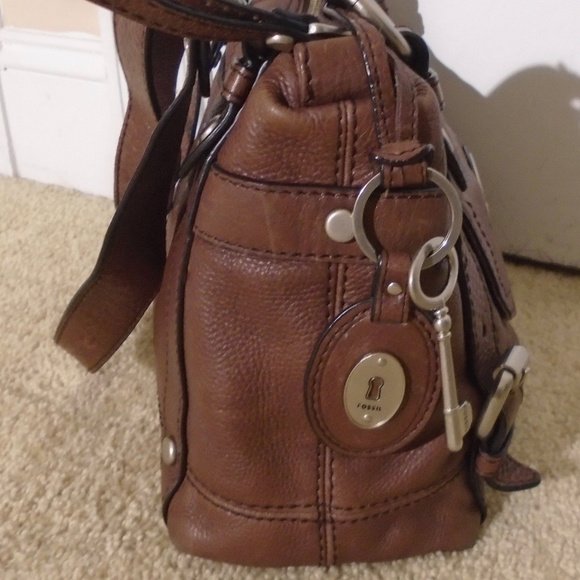 FOSSIL Vintage Brown Leather Shoulder Satchel Bag - Picture 5 of 7